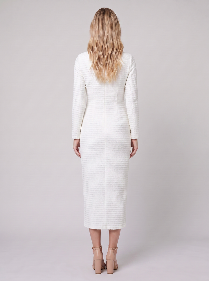 Hortense tweed midi dress white back view