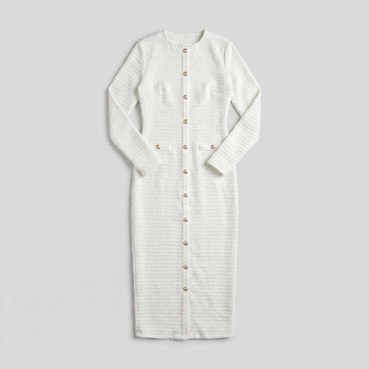 Hortense tweed midi dress white product flat lay