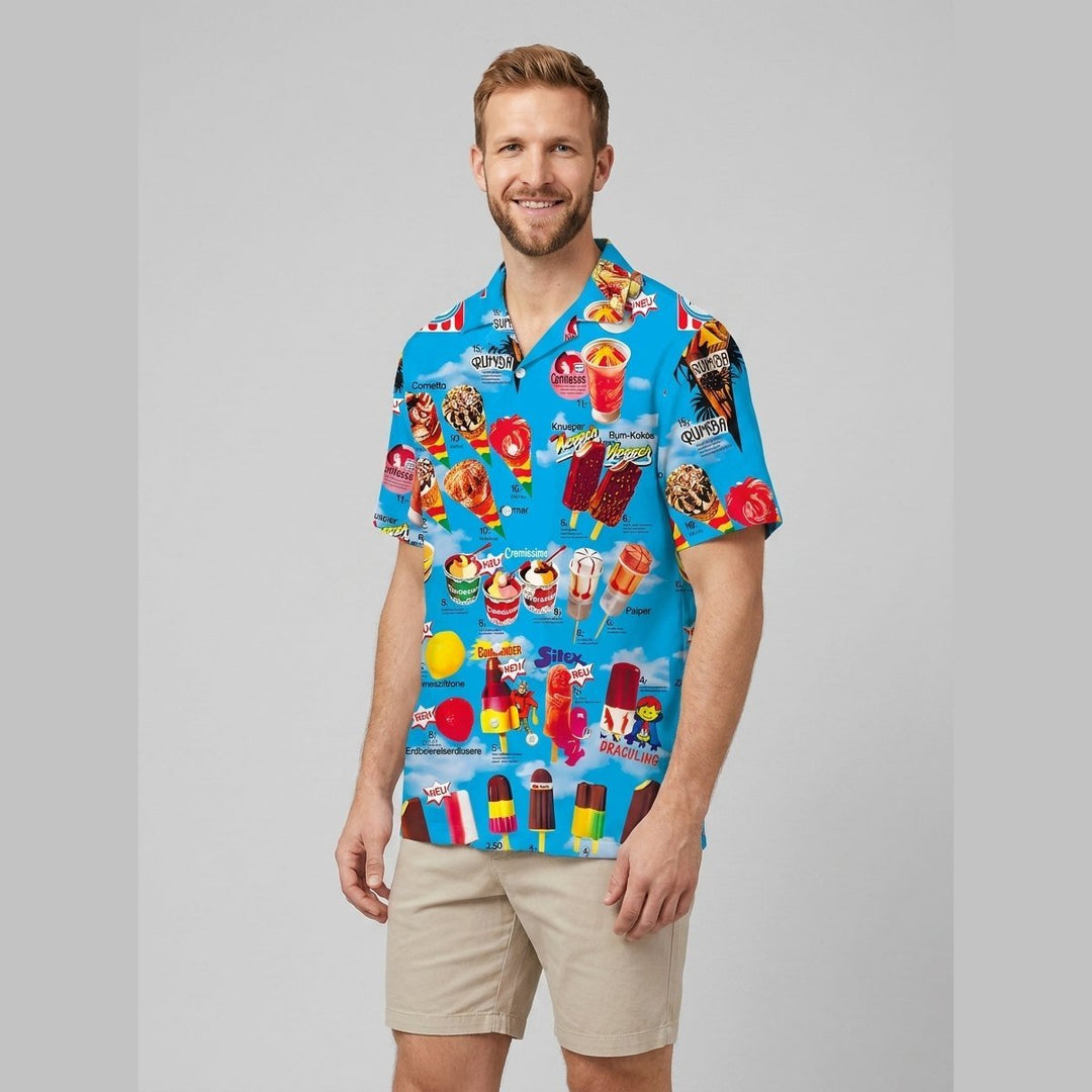 Icy Polo Shirt ice cream print Blue on model