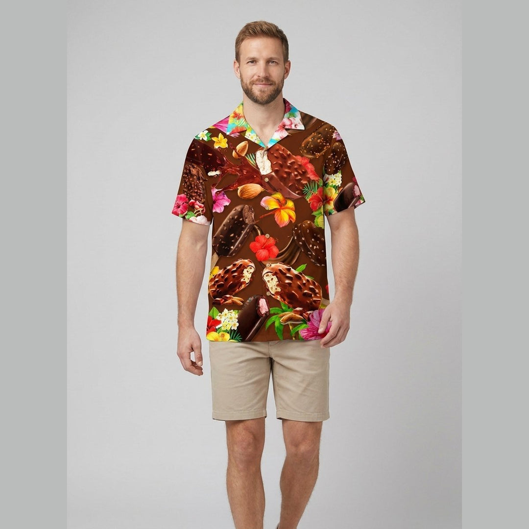 Icy Polo Shirt ice cream print Brown on model