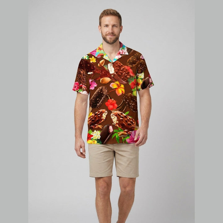 Icy Polo Shirt ice cream print Brown on model