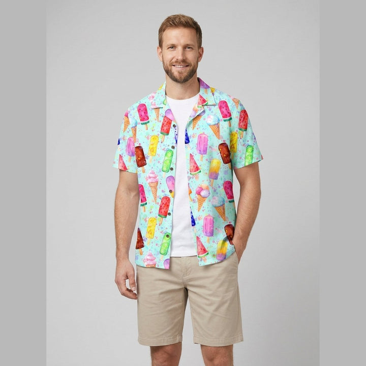 Icy Polo Shirt ice cream print Green on model