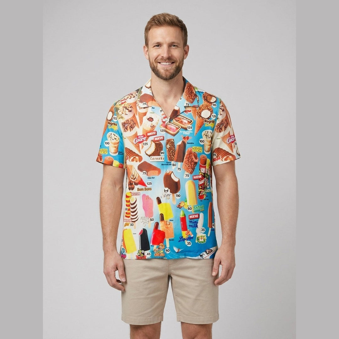 Icy Polo Shirt ice cream print White on model
