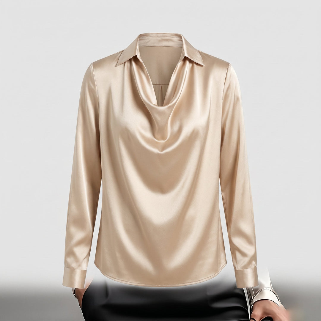 Ikata shiny satin blouse product flat lay