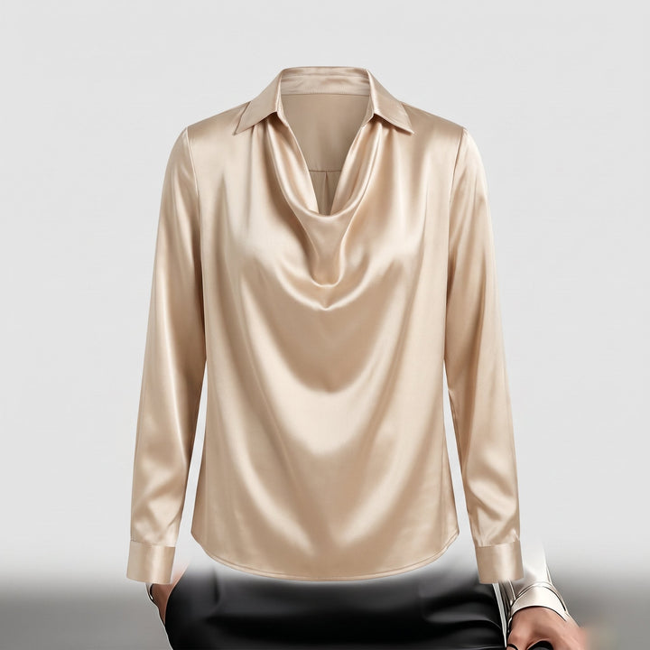 Ikata shiny satin blouse product flat lay