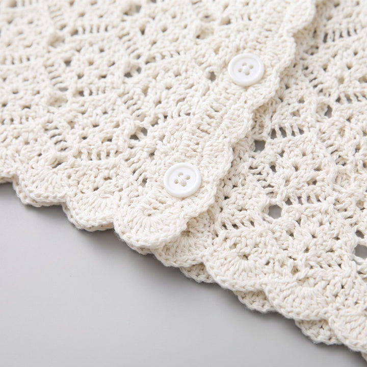 Isabella white crochet lace fabric close-up