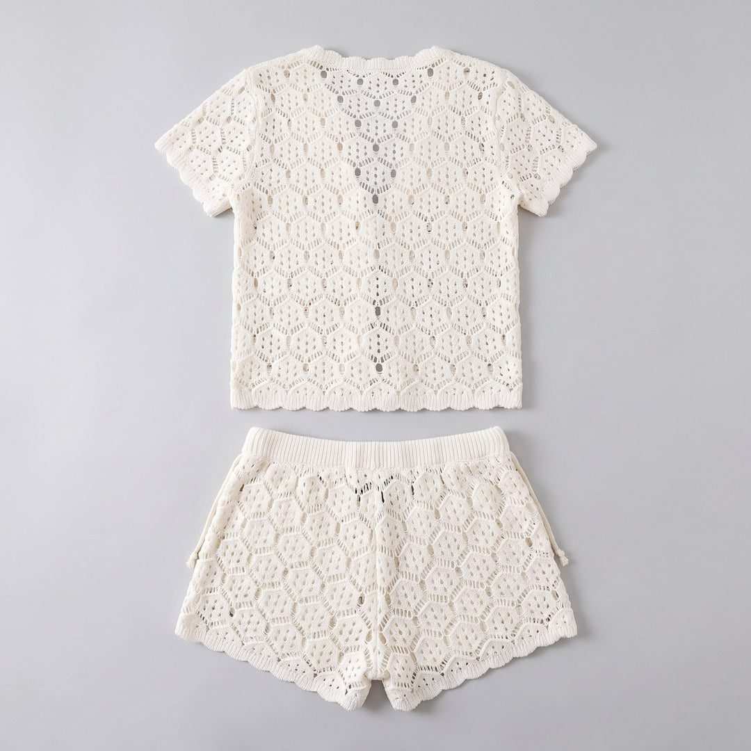 Isabella white crochet lace co-ord set back