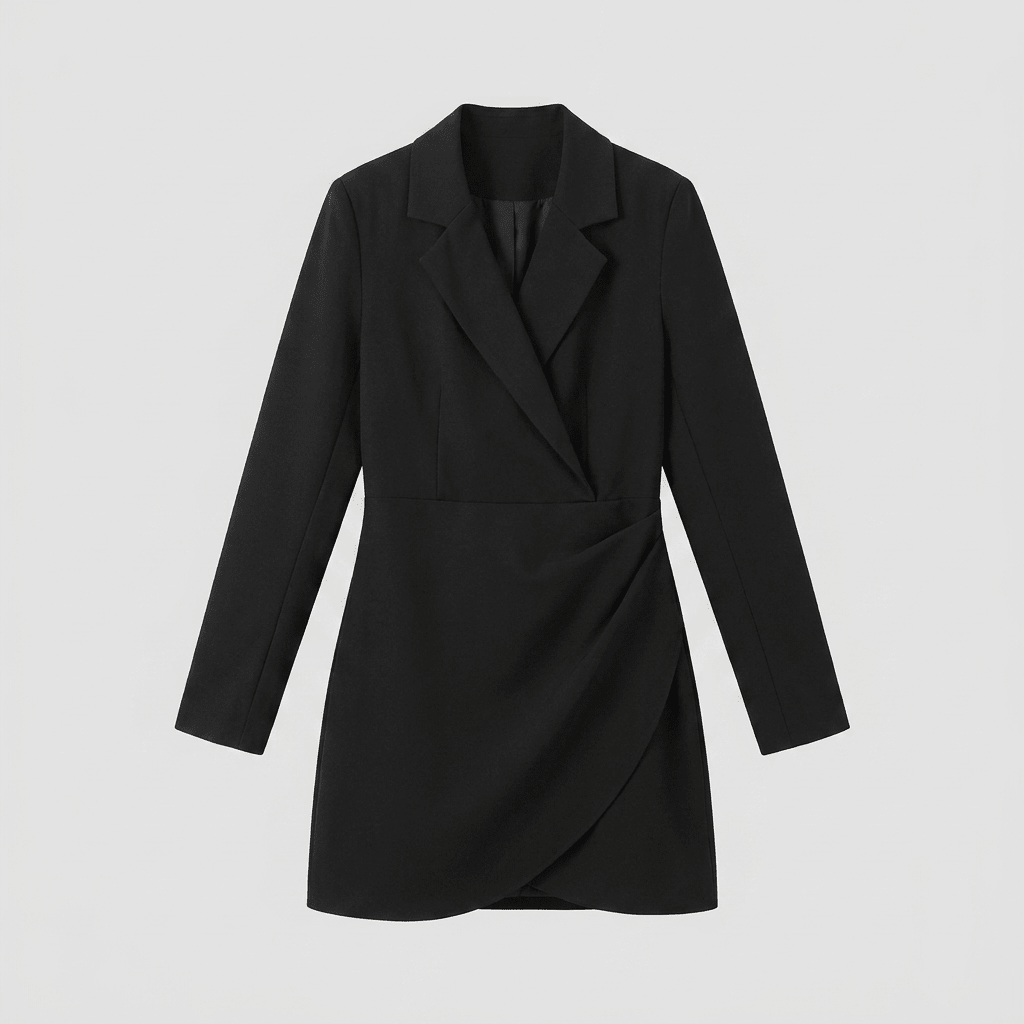 Isabelle black blazer wrap mini dress product flat-lay