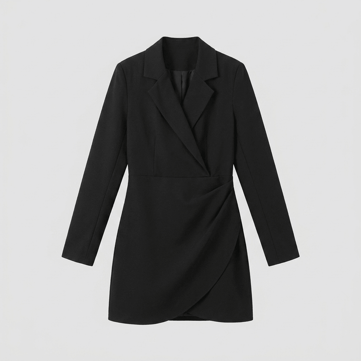 Isabelle black blazer wrap mini dress product flat-lay