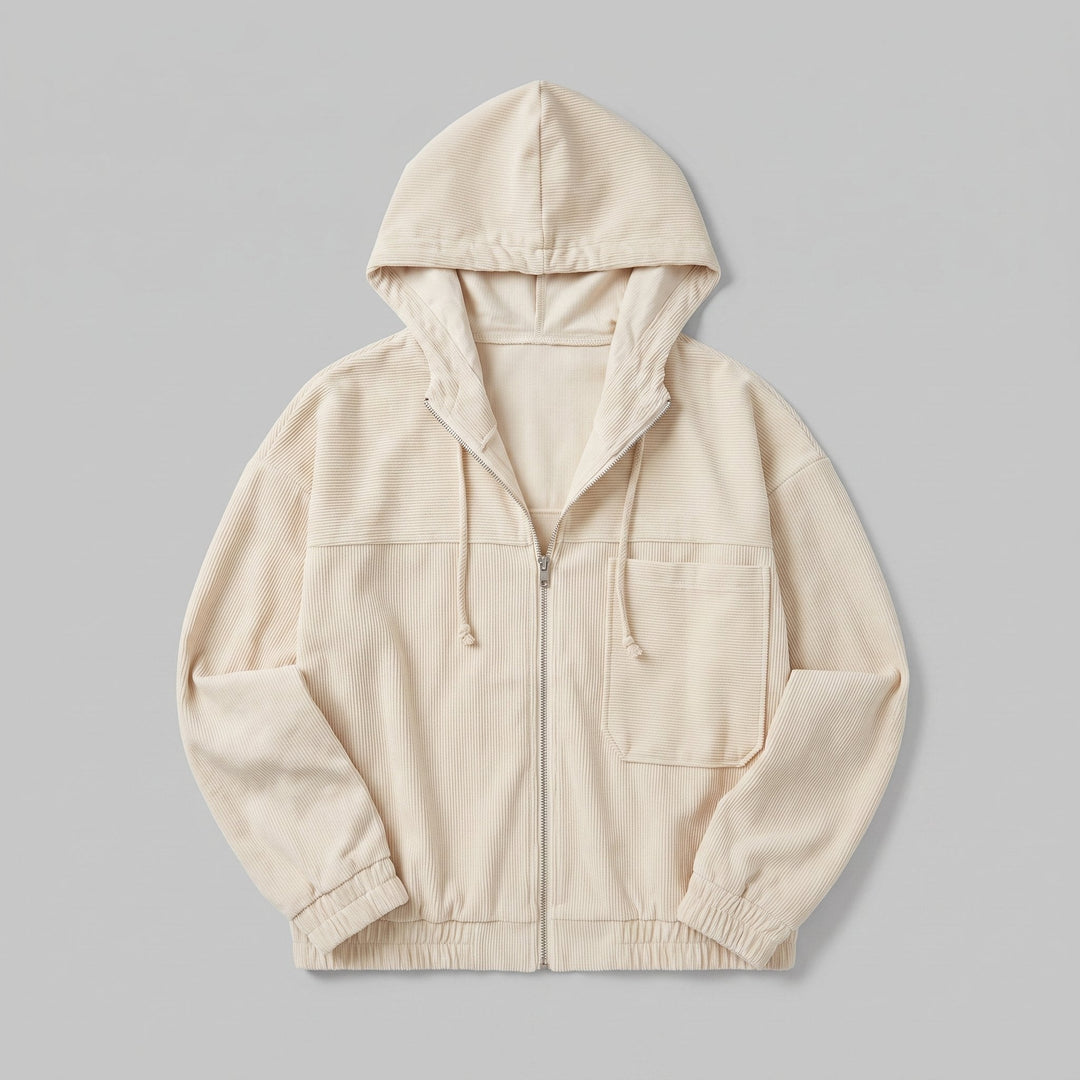 Ivy corduroy hooded zip jacket product flat lay