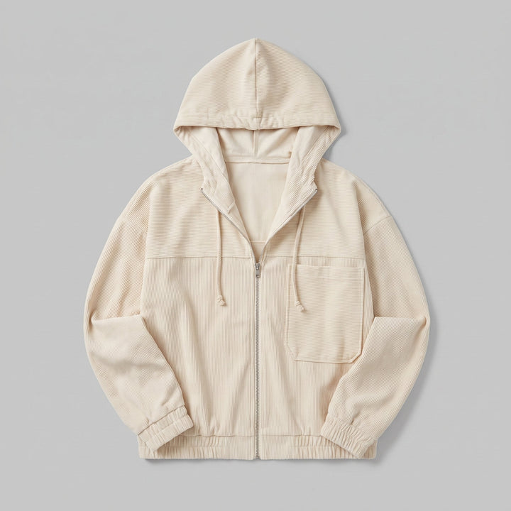 Ivy corduroy hooded zip jacket product flat lay