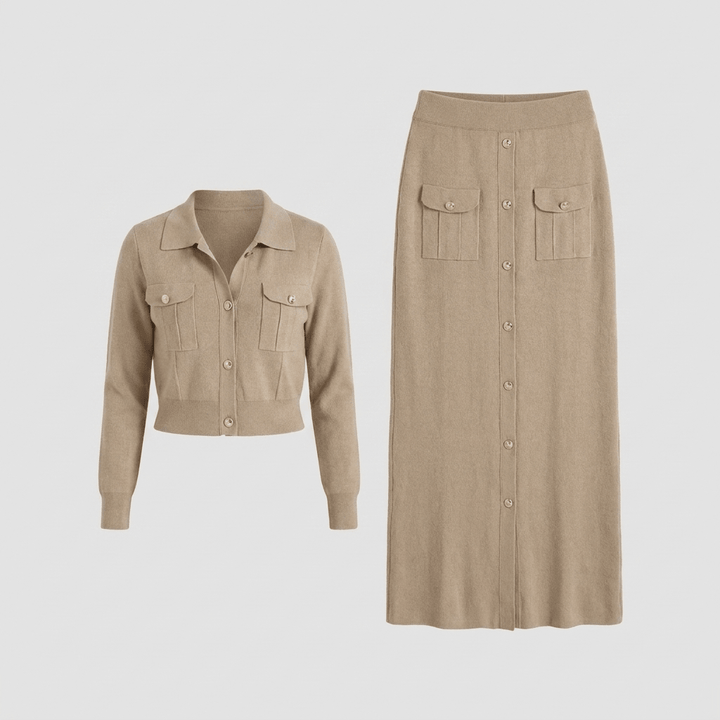 Jace knit top and skirt set product flat-lay