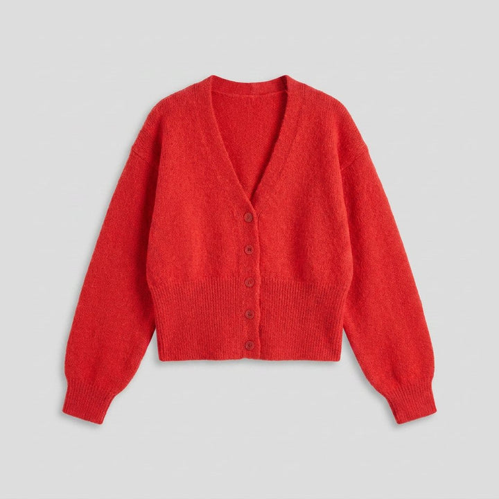 Jara oversized red knit cardigan product