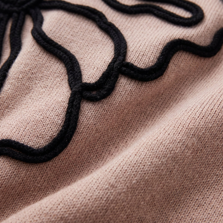 Jenna flower embroidered knit set - fabric close-up