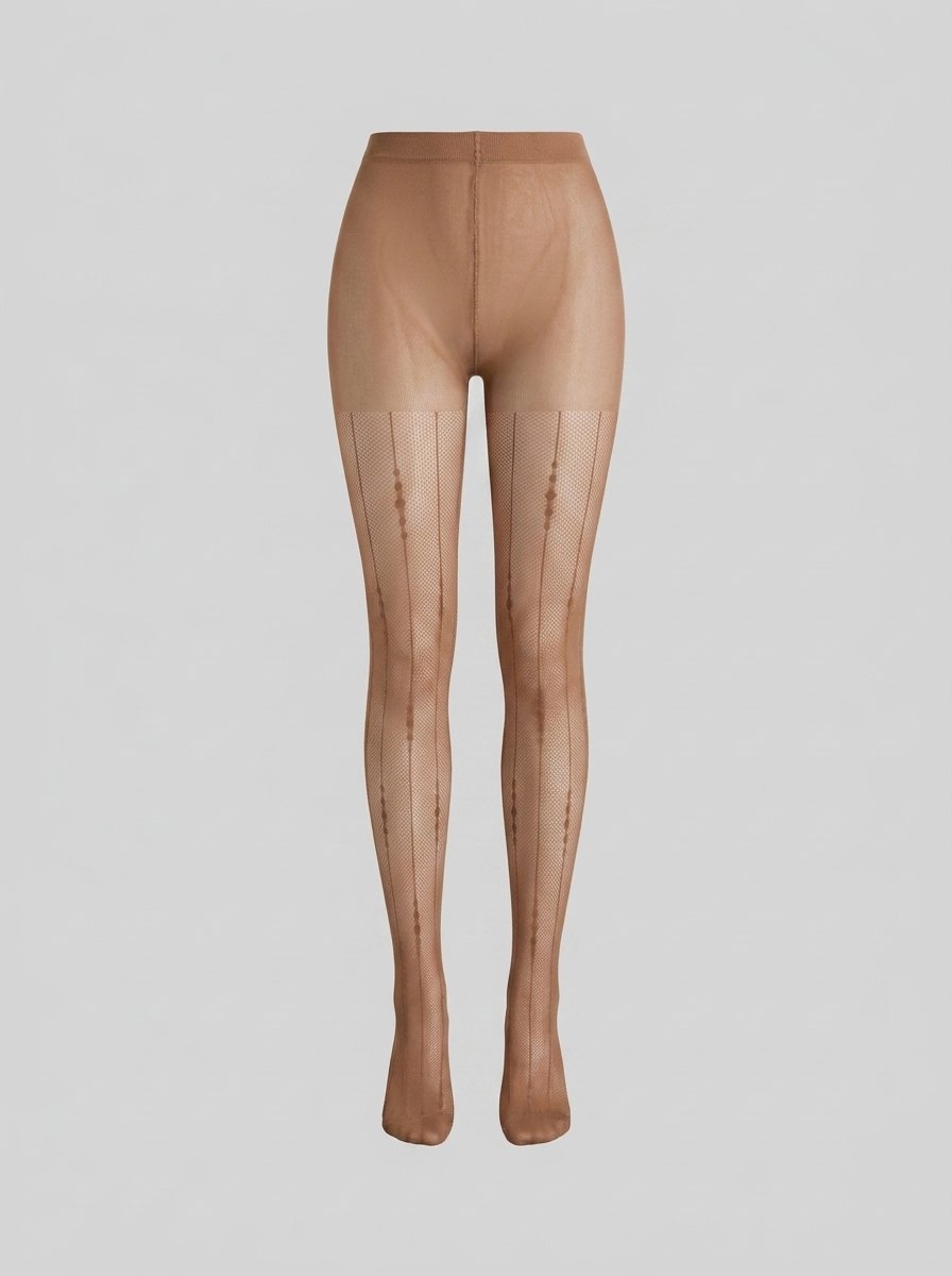 June line sheer tights brown nude back-seam
