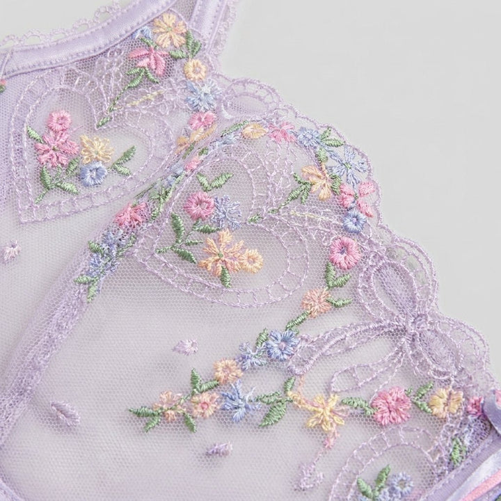 Juno Plunge Bra floral embroidery detail