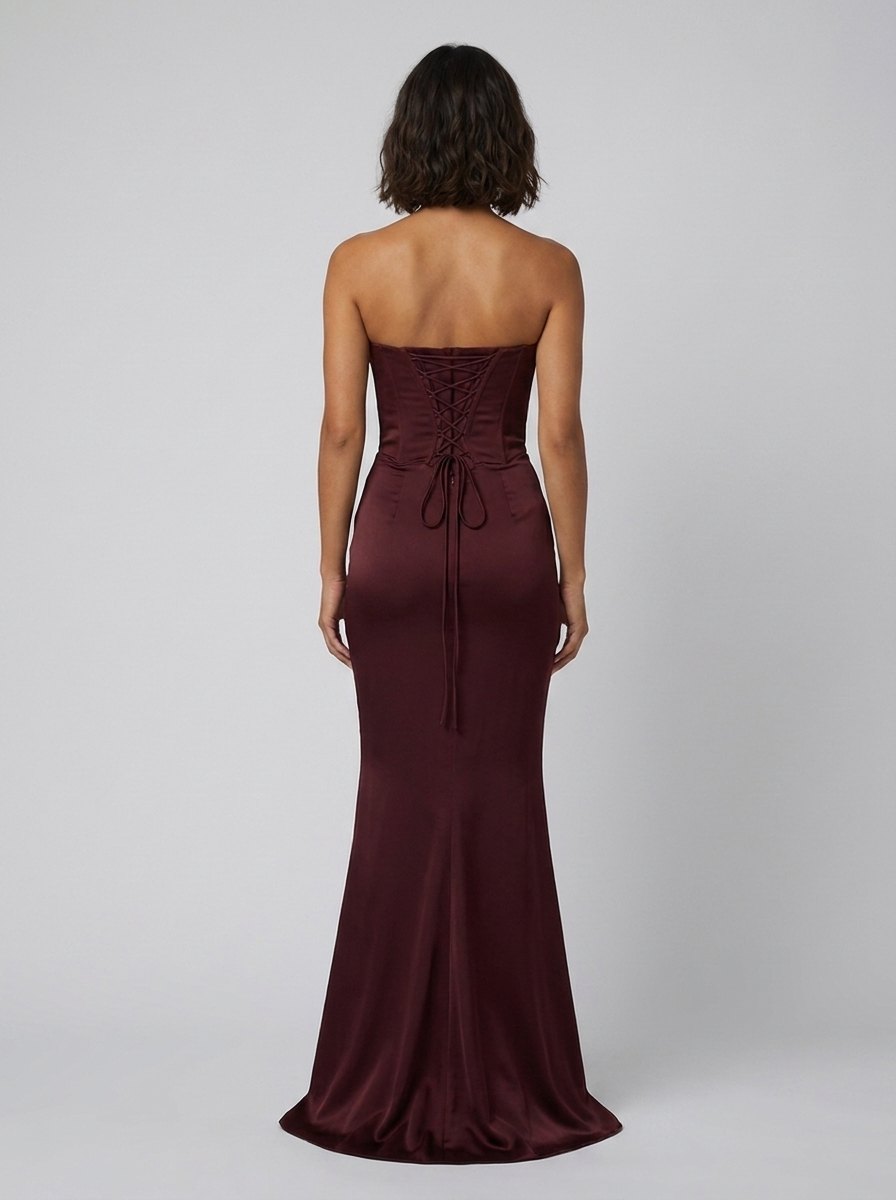 Kailani burgundy gown lace-up back