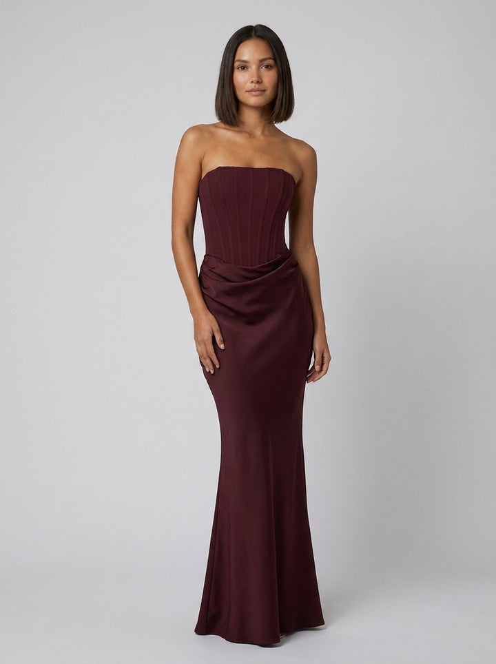 Kailani burgundy gown front pose 2