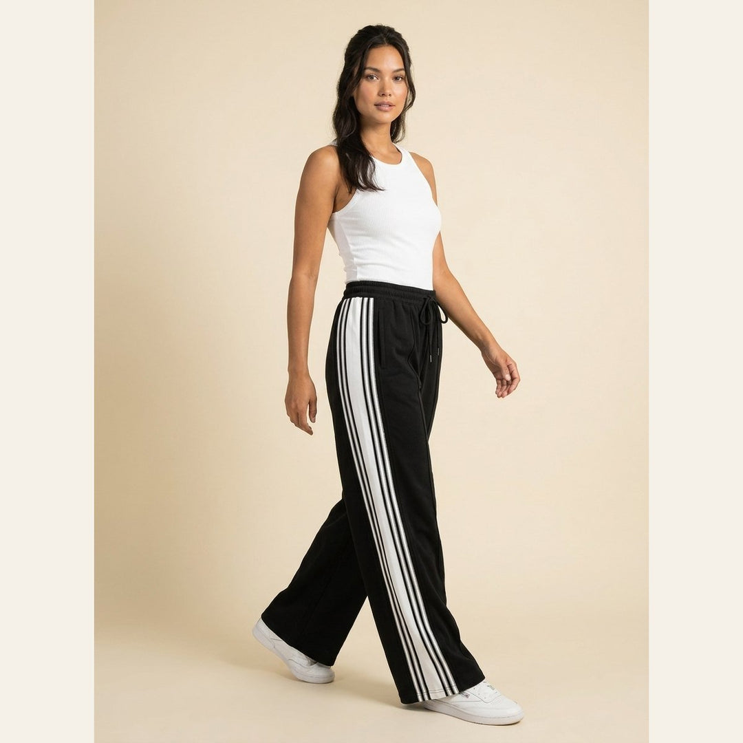Kyla high-waist track joggers in black