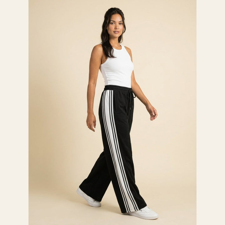 Kyla high-waist track joggers in black