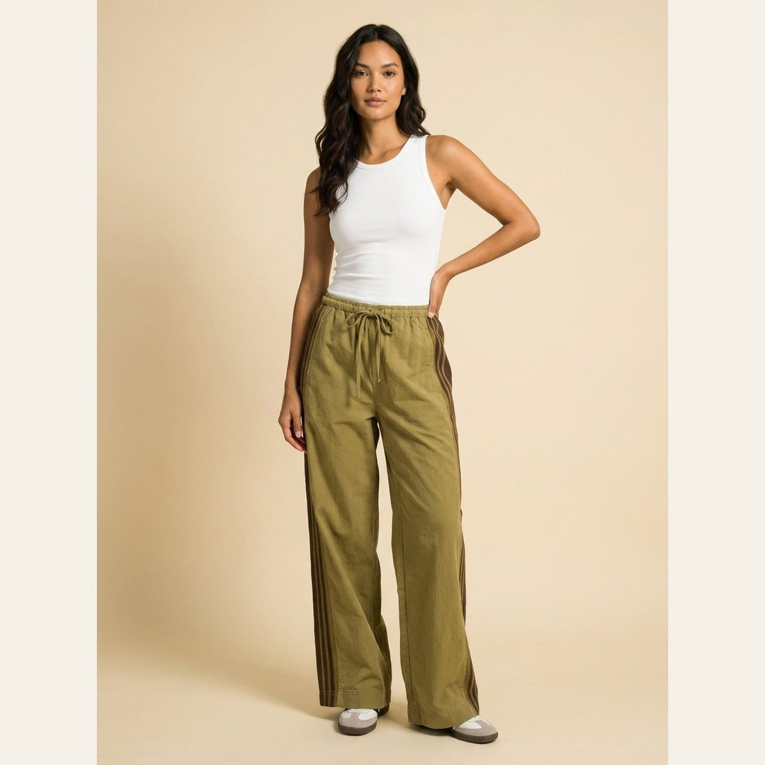 Kyla high-waist track joggers in olive cypress