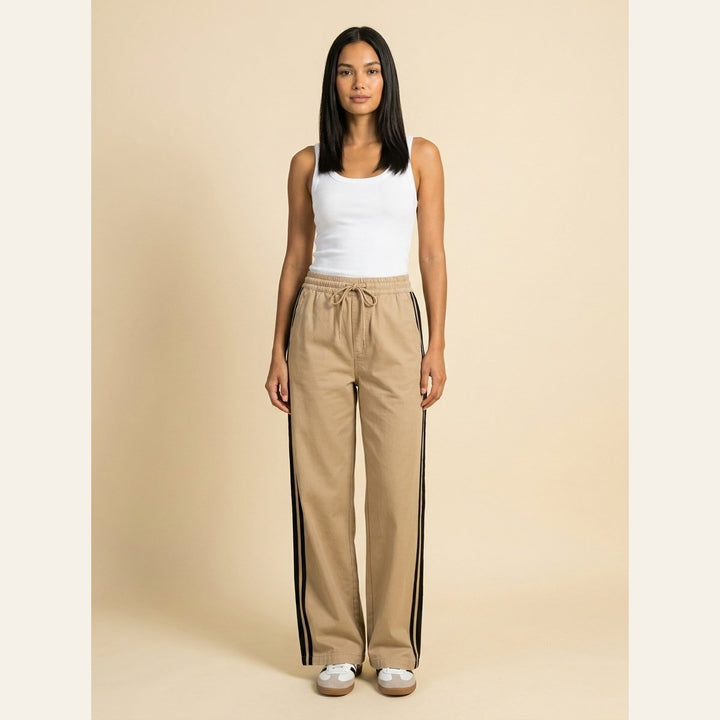 Kyla high-waist track joggers in khaki
