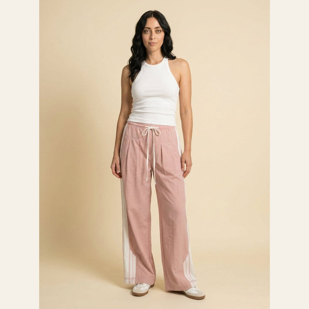 Kyla high-waist track joggers in dusty pink