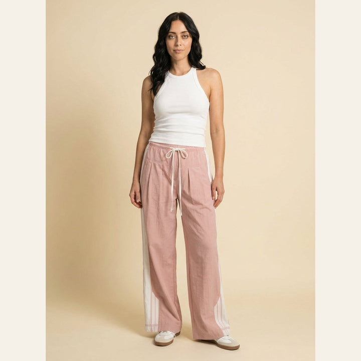 Kyla high-waist track joggers in dusty pink