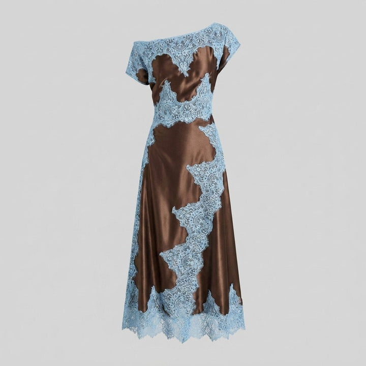 Lace satin maxi dress flat-lay
