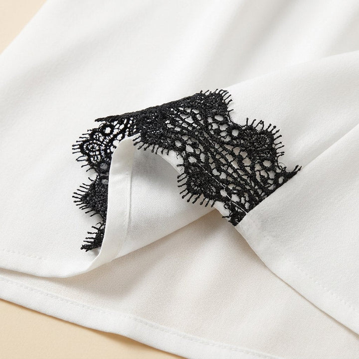 Lana lyocell and black lace fabric close-up