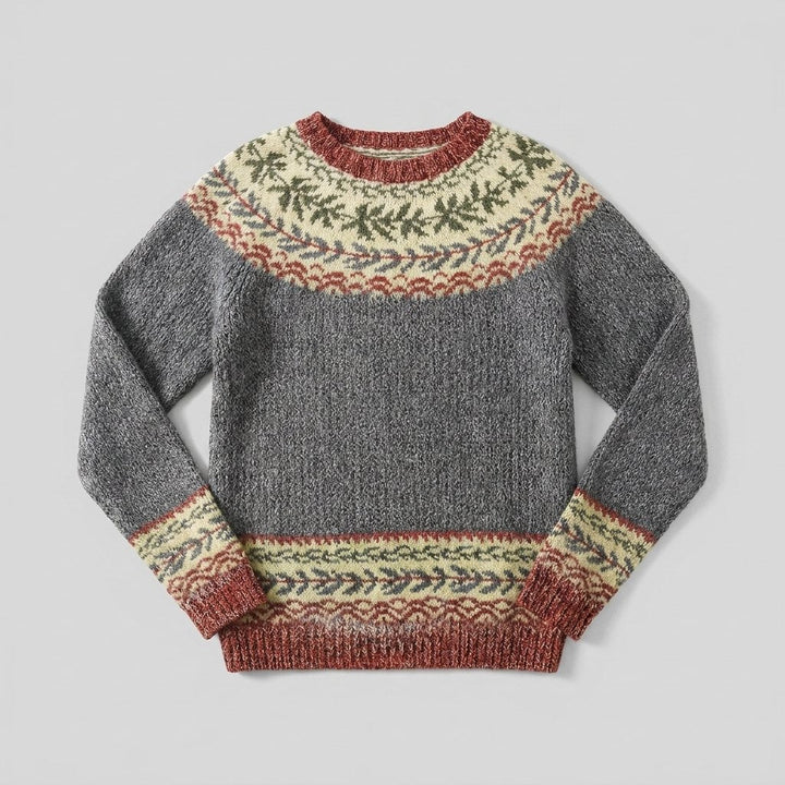 Lara grey fair-isle retro sweater product flat lay
