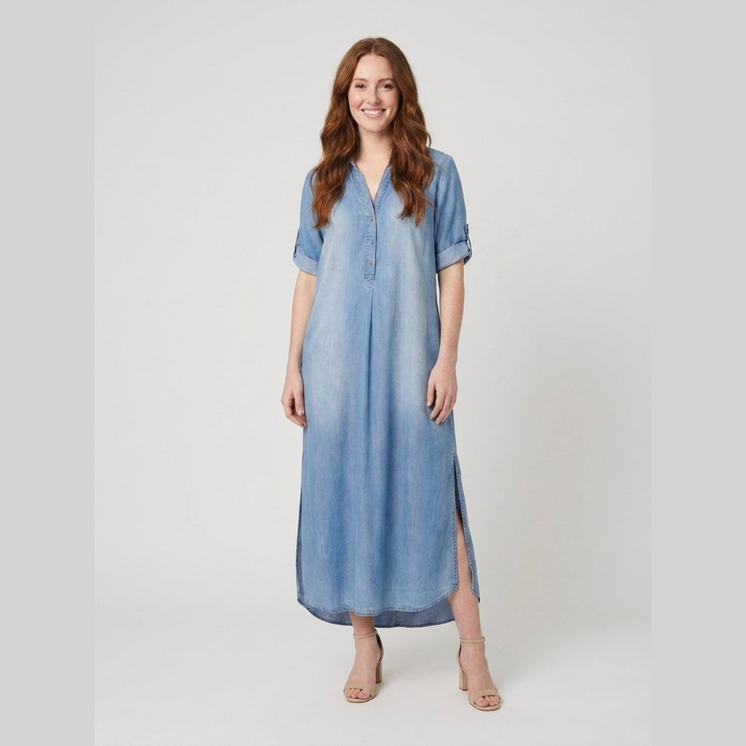 LEA denim dress blue - model