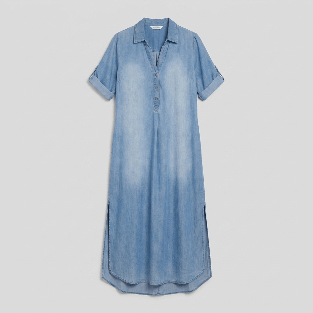 LEA denim dress product flat-lay