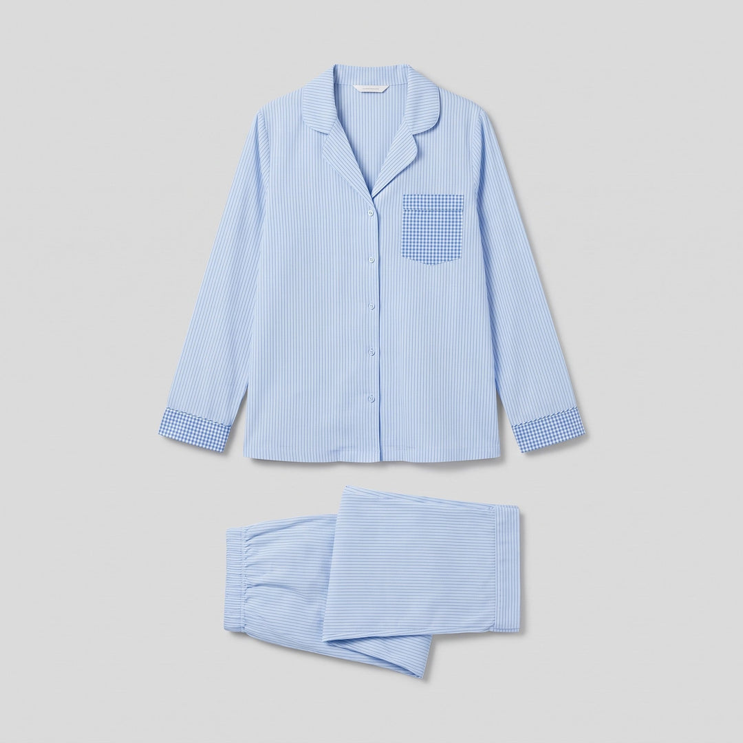 Light blue pyjama set, product flat lay