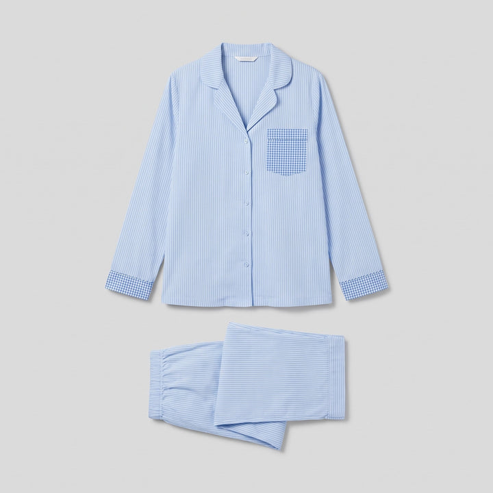 Light blue pyjama set, product flat lay