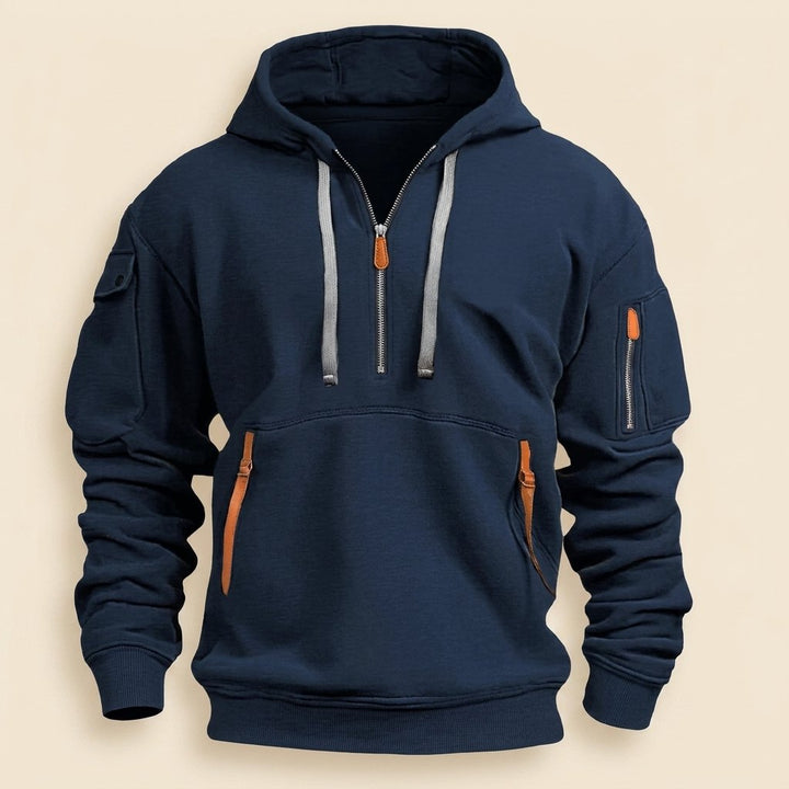 Leon cozy half-zip hoodie product flat lay