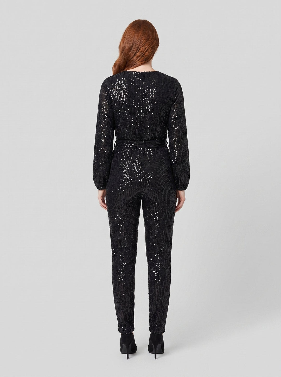 Lilian sequin jumpsuit black - back view