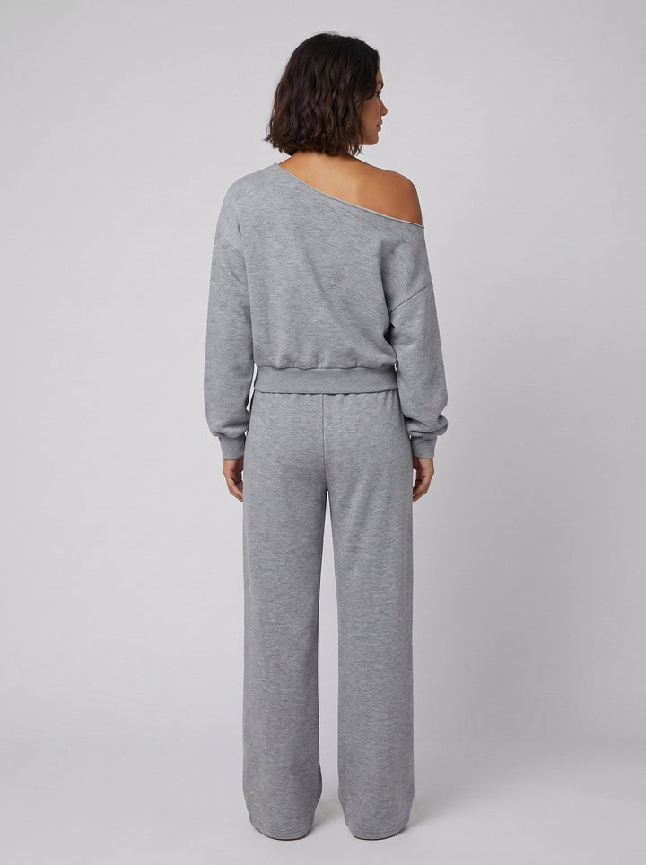 Lona asymmetric top and pants set gray - back view