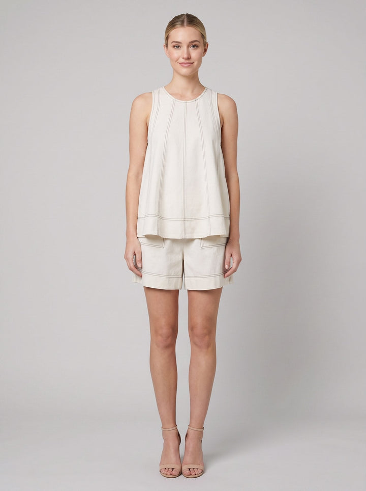 Lucia two-piece set white sleeveless tank and shorts