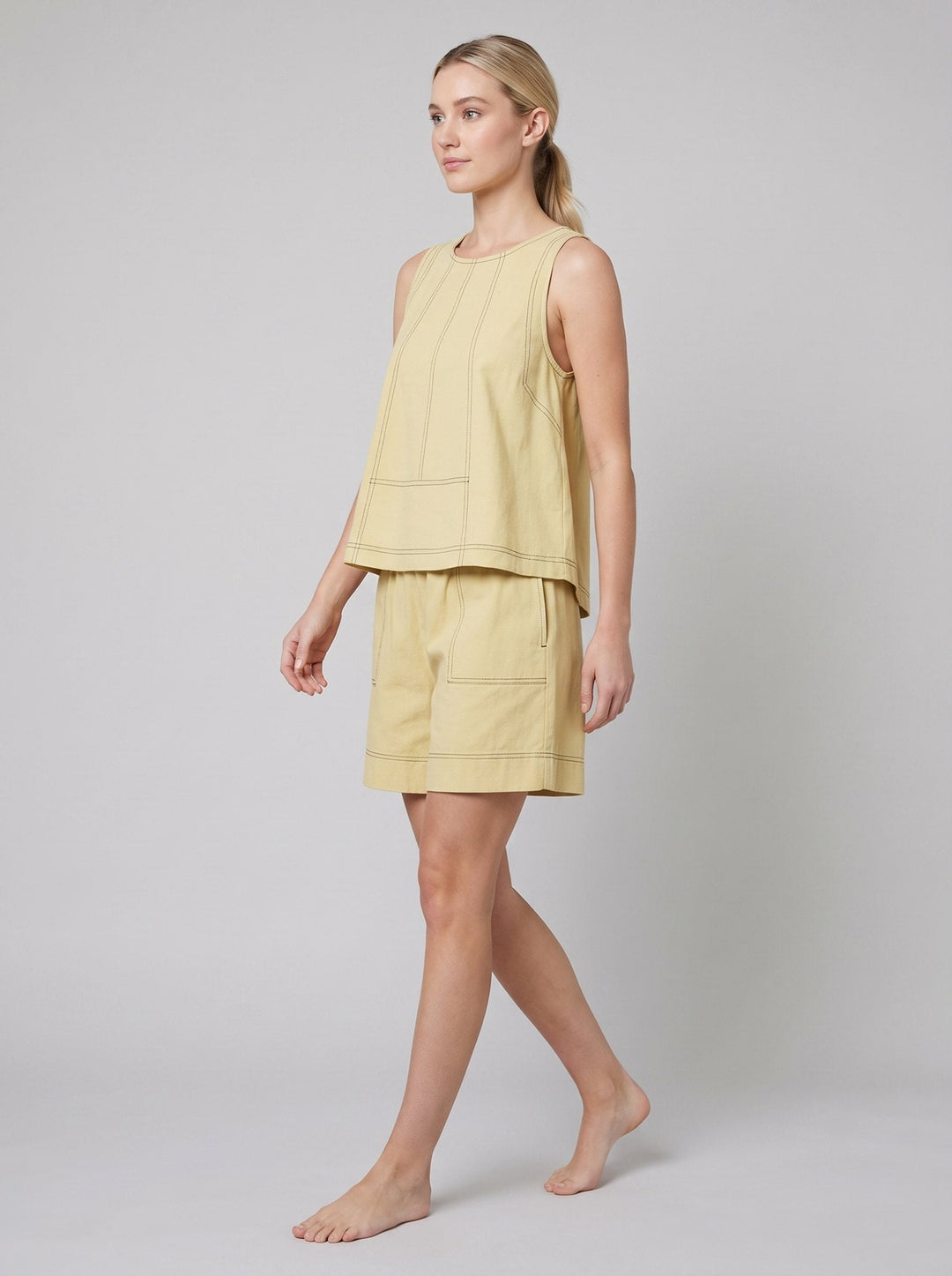 Lucia two-piece set yellow sleeveless tank and shorts
