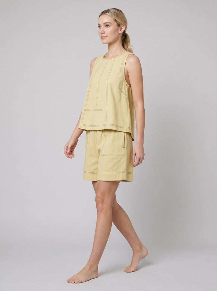 Lucia two-piece set yellow sleeveless tank and shorts