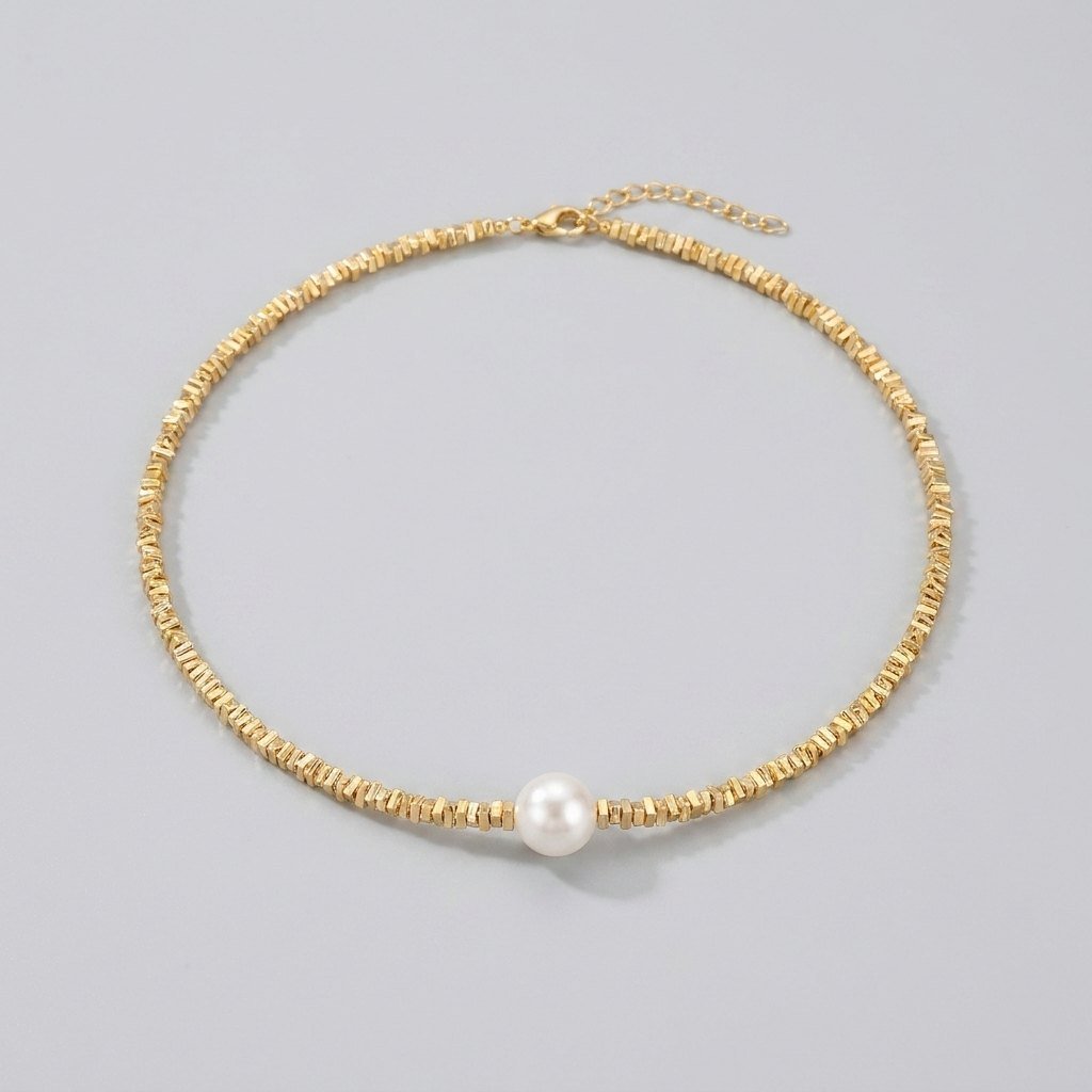 Luna gold-plated beaded pearl necklace
