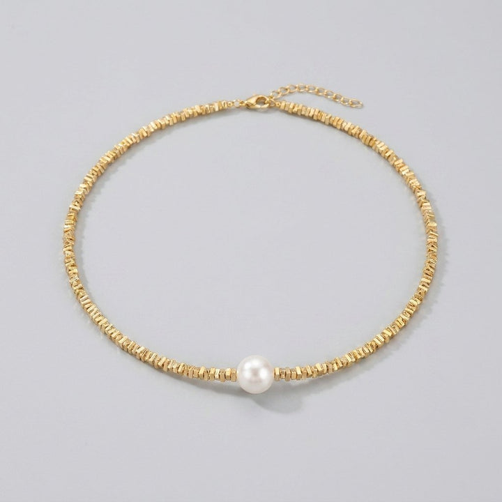 Luna gold-plated beaded pearl necklace