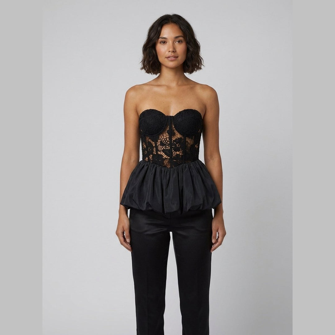 Luxe corset top black lace front