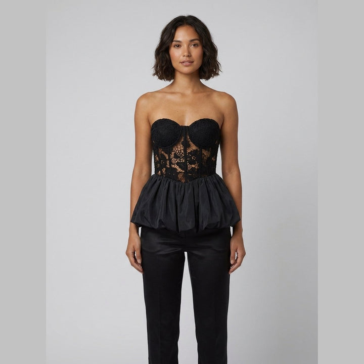 Luxe corset top black lace front