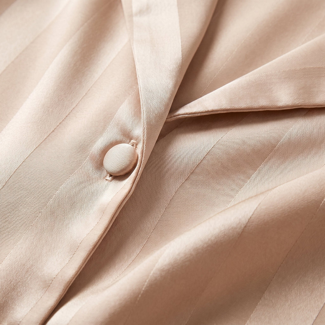 Luxe satin pajama tonal stripe fabric close-up