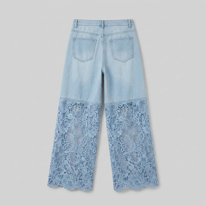 Luxe wide-leg denim jeans, back flat-lay