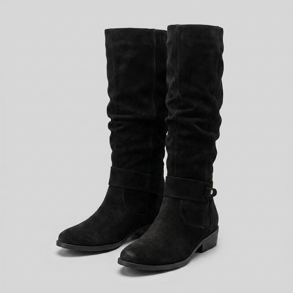Madeleine black suede knee-high boots