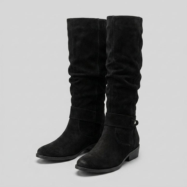 Madeleine black suede knee-high boots