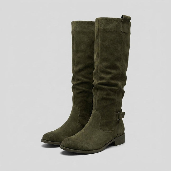 Madeleine deep green suede knee-high boots
